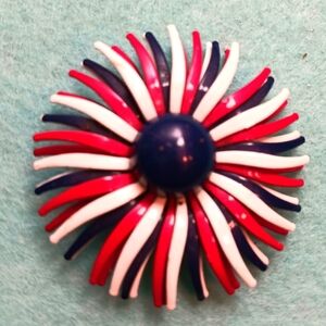 1960s Red, White, Blue Daisy Fireworks Enamel Pin